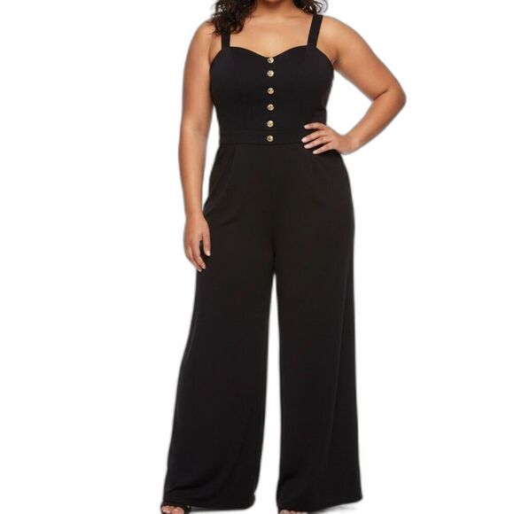 Bar III Pants - Bar III, Black Jumpsuit with Adjustable/Removable Straps, Plus Size 16W (NWT)